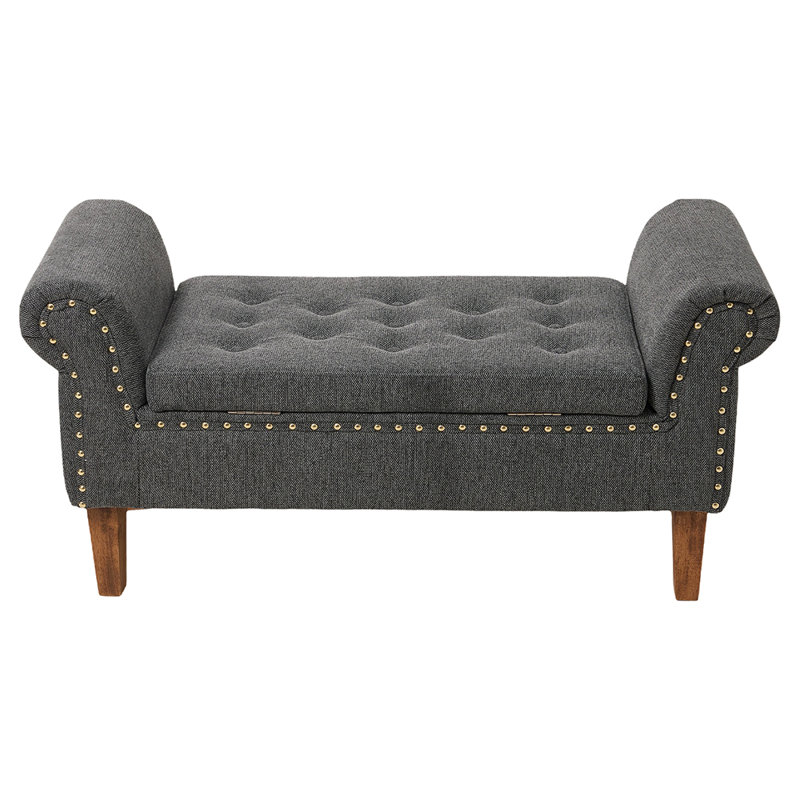 Upholstered Storage Bench, Grey