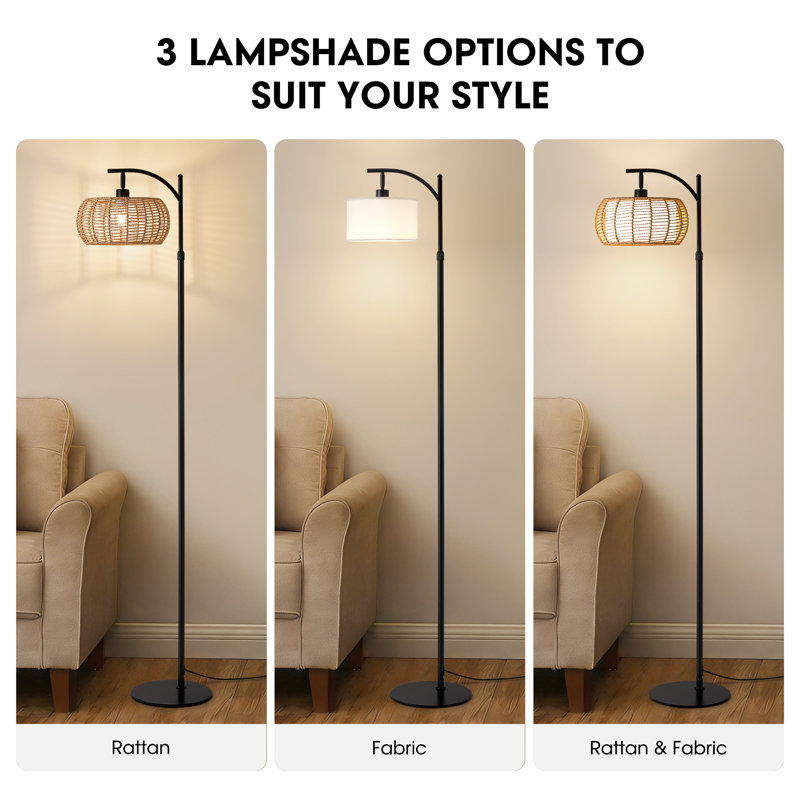 71'' Arched/Arc Rattan Floor Lamp