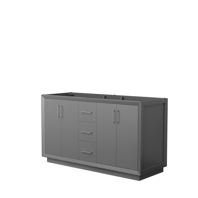 Strada 59.25'' Double Bathroom Vanity Base Only, Dark Gray/Gray