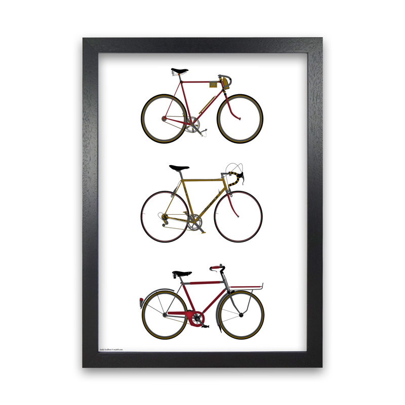 Three Bikes - Print, Black Framed, 42cm H x 30cm W x 3cm D