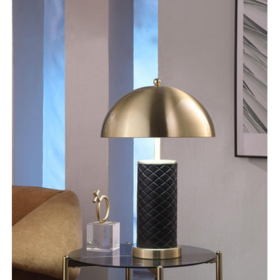 23-inch Dome Quilted Table Lamp Black (Set of 2)