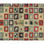Tapis rouge, beige et bleu noué à la main de haute qualité