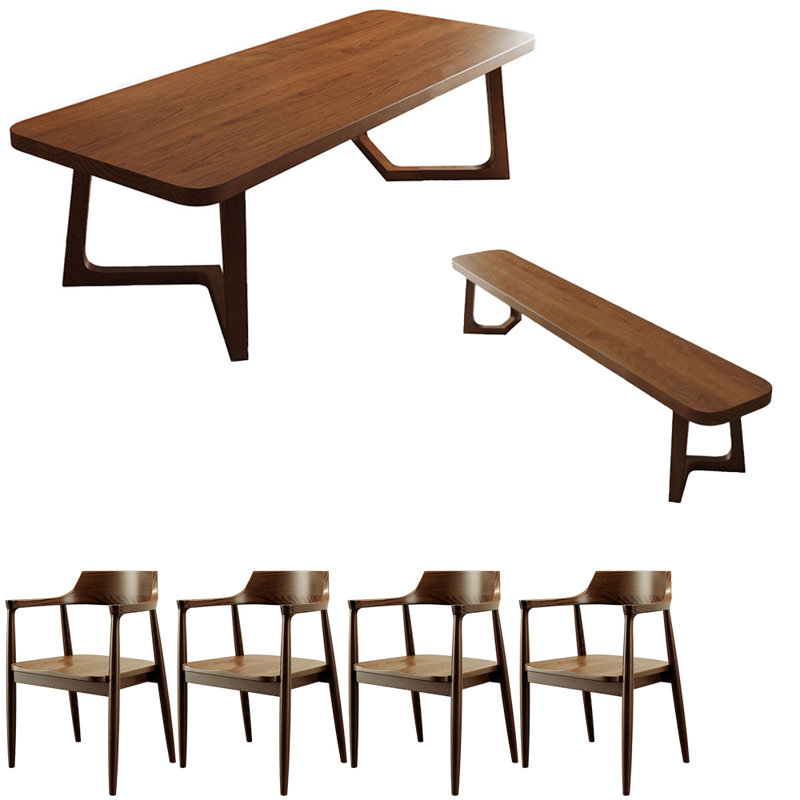 Ensemble de table de salle à manger en bois massif de style américain, H 29,5 po x L 62,9 po x l 27,5 po