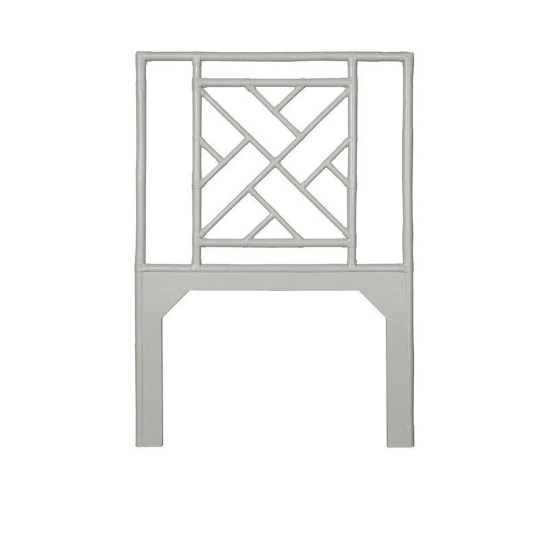 Cowden Geometric Rattan Headboard, Twin, Light Gray