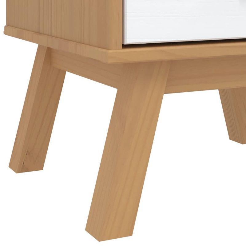 Dorothy  45cm W Solid + Manufactured Wood Bedside Table, White/Brown