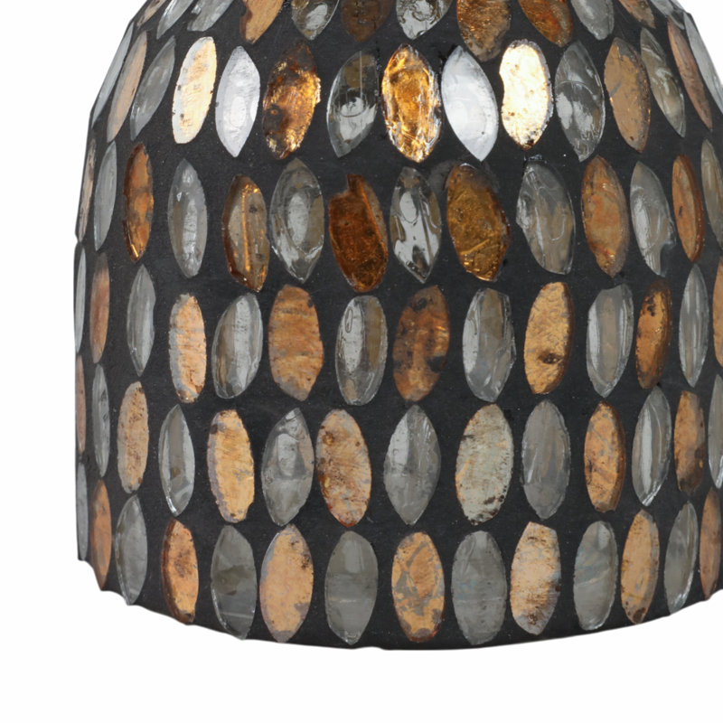 Vase en verre, H 6 po x l 4 po x P 4 po, Mosaïque bronze / cuivre