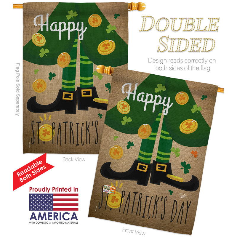 Drapeau maison 3 pi 3 po x 2 pi 3 pi en polyester Happy St Patrick's Day