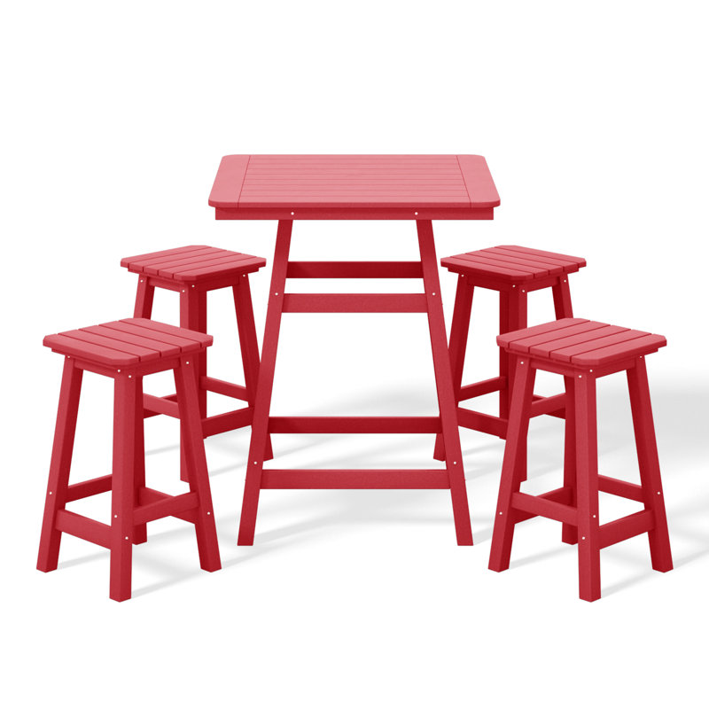 Ensemble de comptoir carré 5 pièces Laguna, Rouge