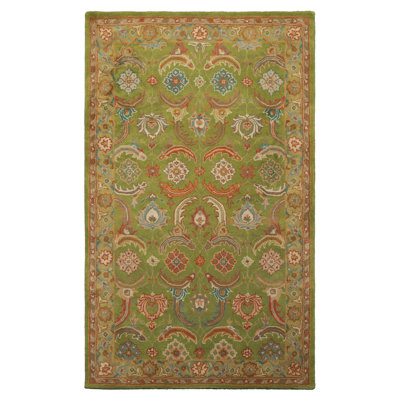 Multi Size Hand Tufted Wool Lime William Morris Arts & Crafts Plush Pile Rug