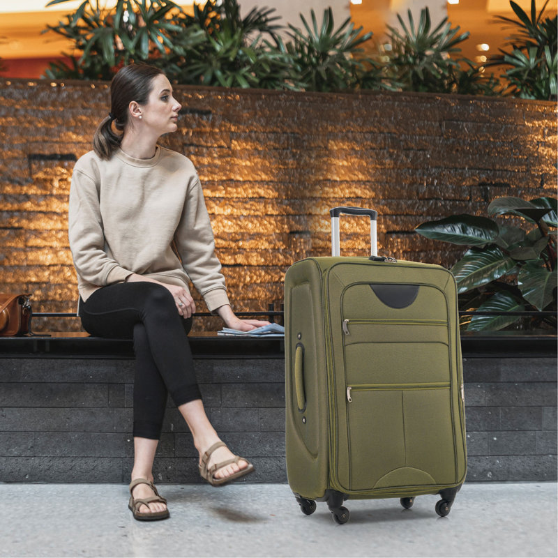 Ensemble de 3 valises extensibles Softside Valise, Vert d’armée