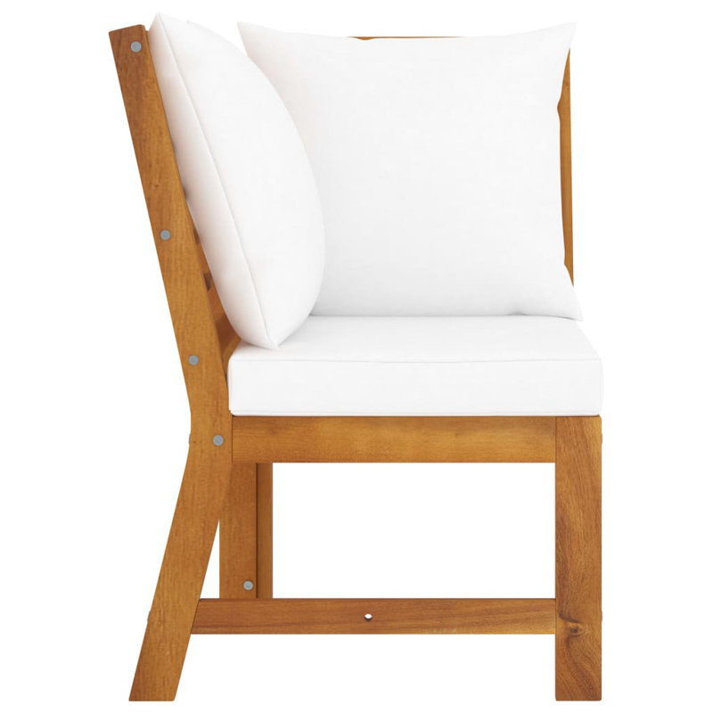23.8" Wide Acacia Square Patio Sofa with Cushions, Cream