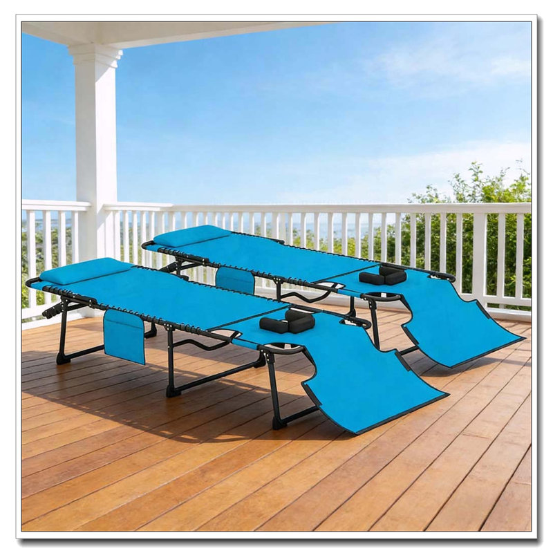 Ensemble de 2 chaises longues pliantes