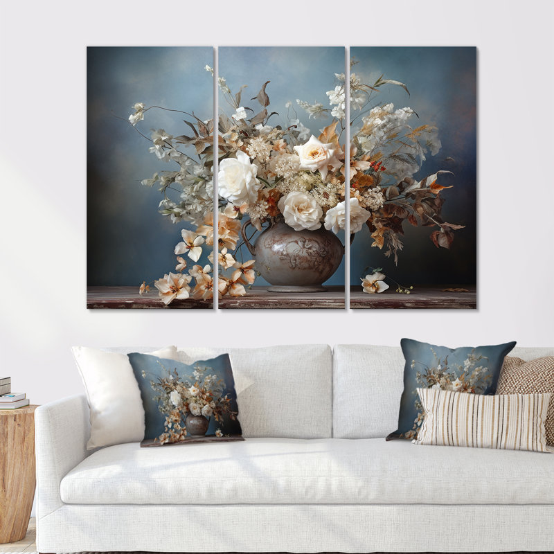 Élégant vase à fleurs minimaliste en toute saison - ensemble de décorations murales, H 40 po x l 60 po x P 1 po