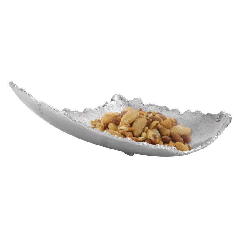 CosmoLiving 16" Silver Aluminum Live Edge Decorative Tray