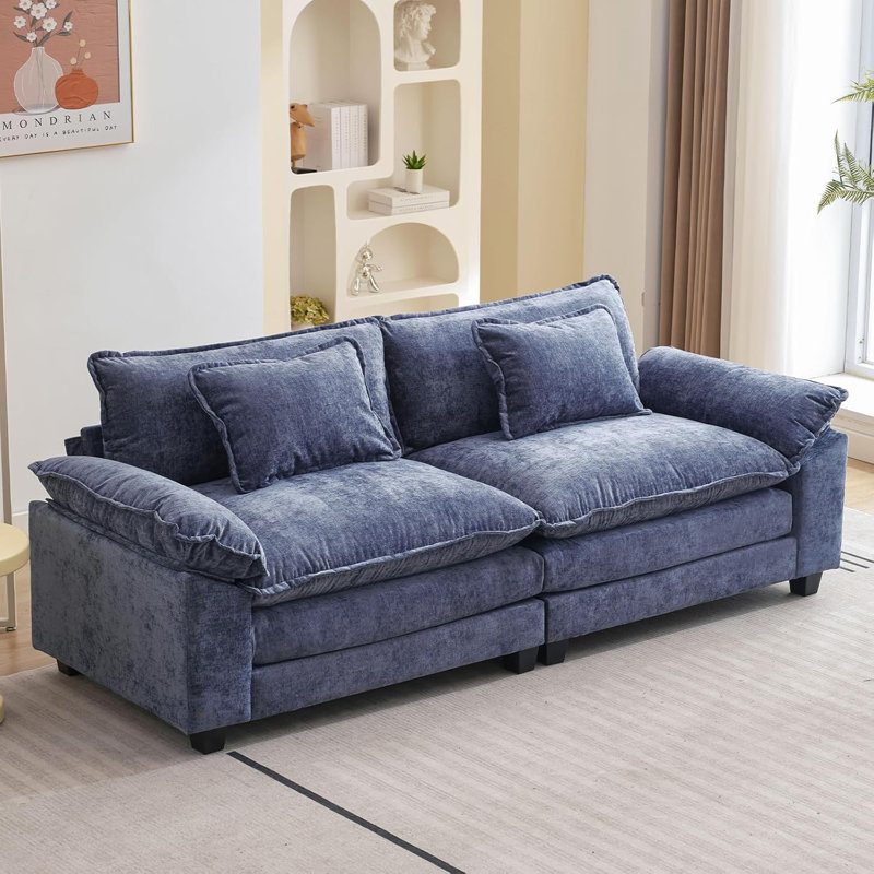 Canapé-lit confortable Adonia 86 po Adonia, Chenille bleu