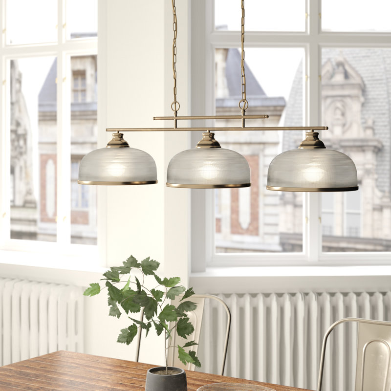 Asner 3-Light Kitchen Island Chandelier, Plated Antique Brass
