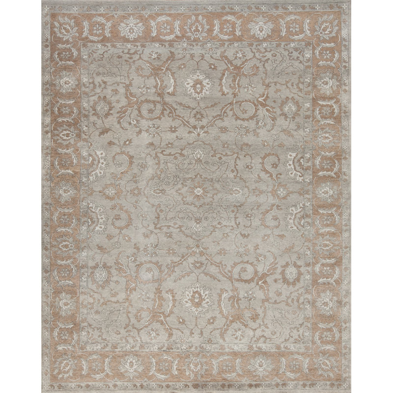 Ottoman Hand Knotted Wool Area Rug, Rectangle 4' x 6'