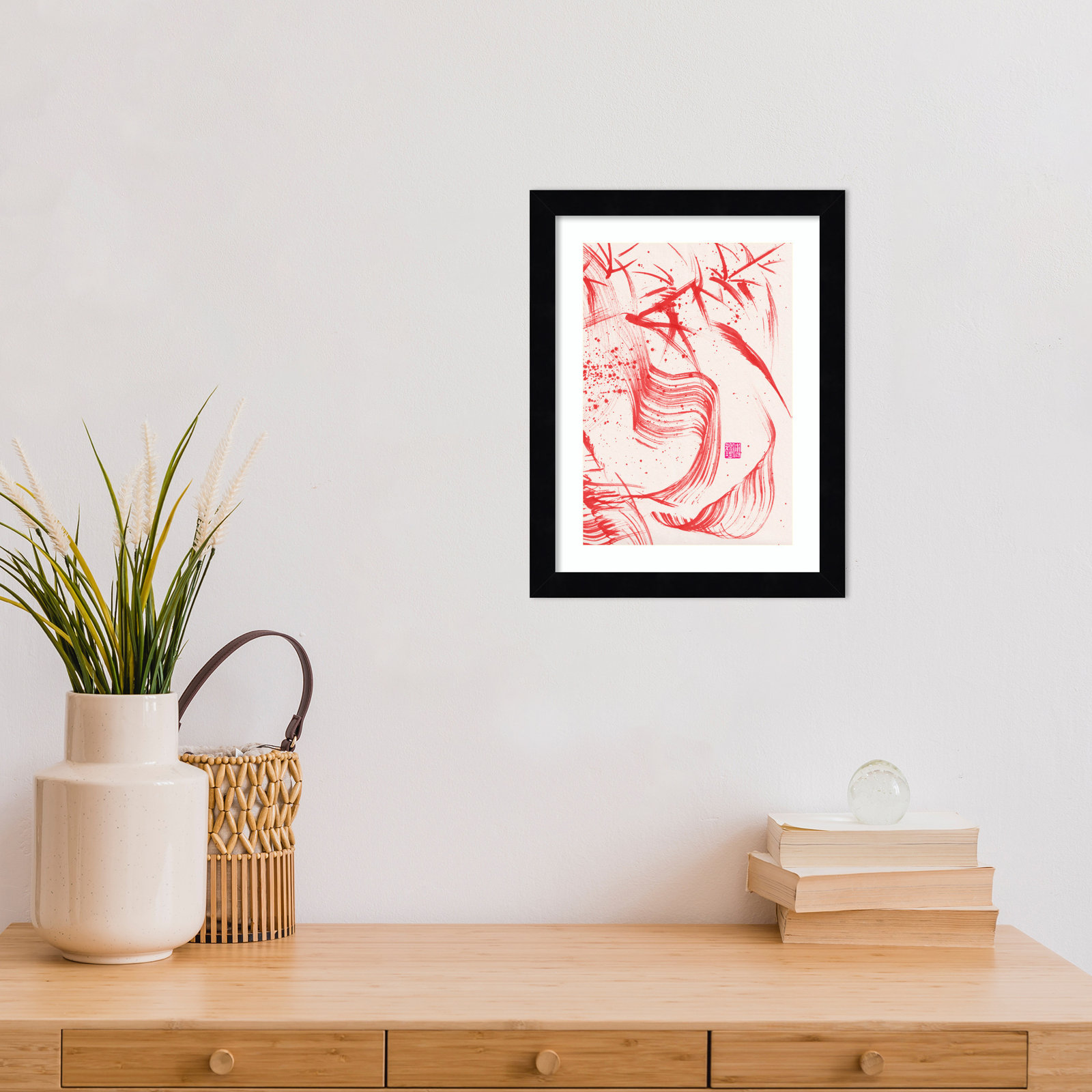 Lemma "Zen Bamboo Ink Abstraction 2" Print, Black, 13" H x 10" W