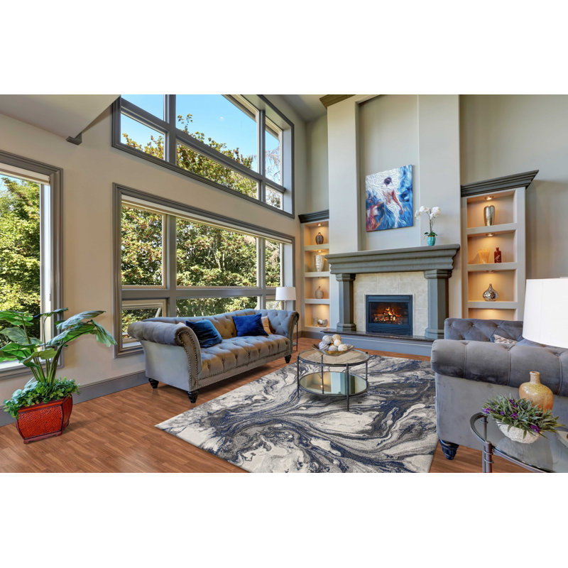 Cianciolo Gray Abstract Area Rug, Rectangle 9'10" x 13'2"