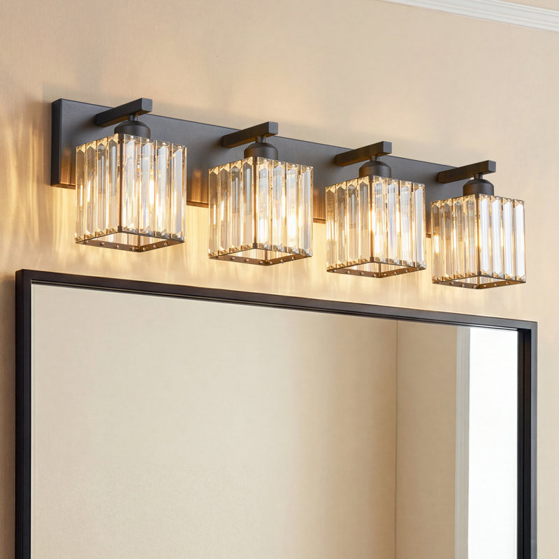 Lanceton Dimmable Vanity Light, Black, 4 Lights