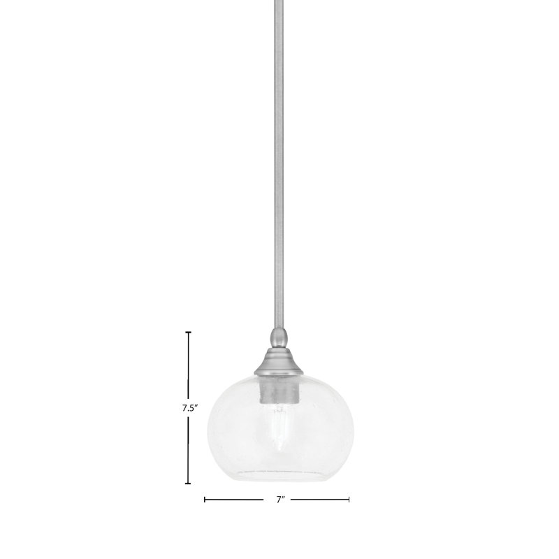 Mini-luminaire suspendu suspendu au fini nickel brossé avec verre de 7 po, Clair