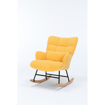 Chaise berçante de chambre à coucher, siège berçant de chambre de bébé en velours et tissu - ergonomique, cadre de salon