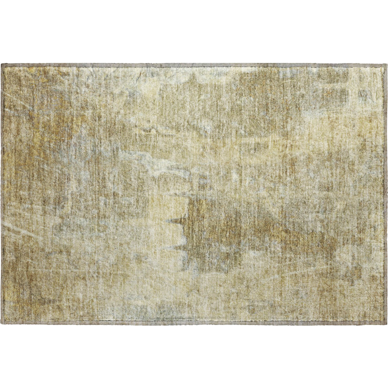 Premium Machine Washable Mayfield AMF2226 Abstract Rug, 1'8" x 2'6", Khaki