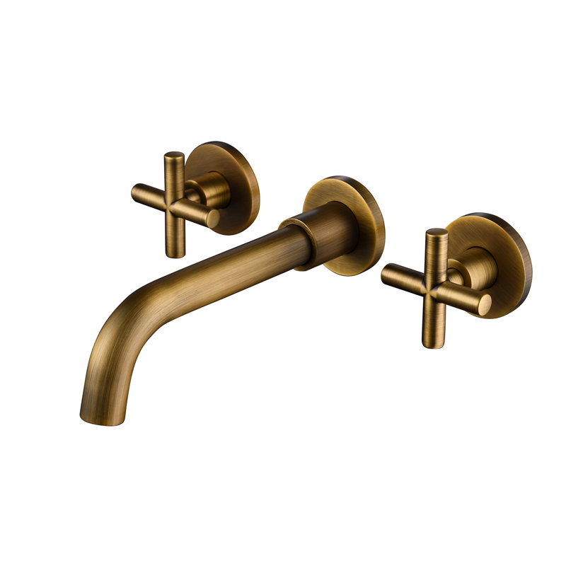 Bronze Bathroom Wall Mount Faucet - , Sleek Design, Matches Any Decor Sink Solid Brass, Drip-, Electroplated Finish For Durability And Style