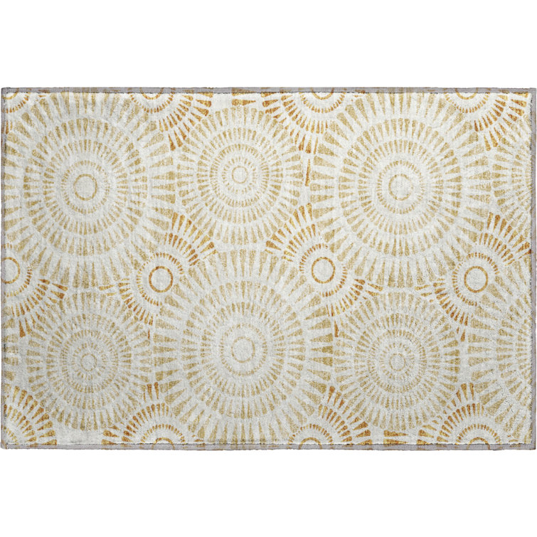Premium Machine Washable Prisco Gold Rug