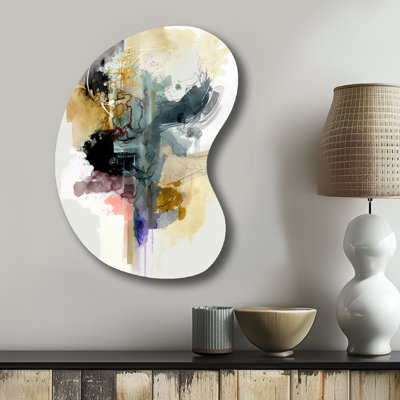 Alizarin Order II - Abstract Liquid Ink Boom Shape - Assymterical Metal Wall Art