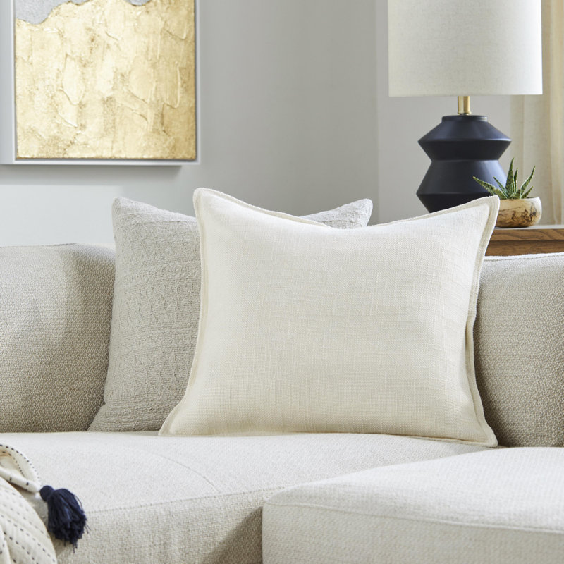 Coussin Thurman, 18 po x 18 po, Housse de coussin seulement - sans coussin, Crème