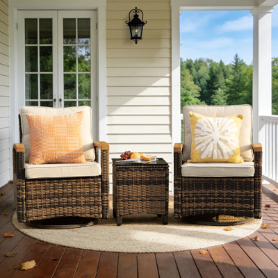 Chaises de patio pivotantes pour 2 personnes avec table d'appoint