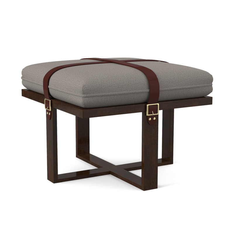 Square Ottoman, American Walnut, Kinsley Sky Viscose