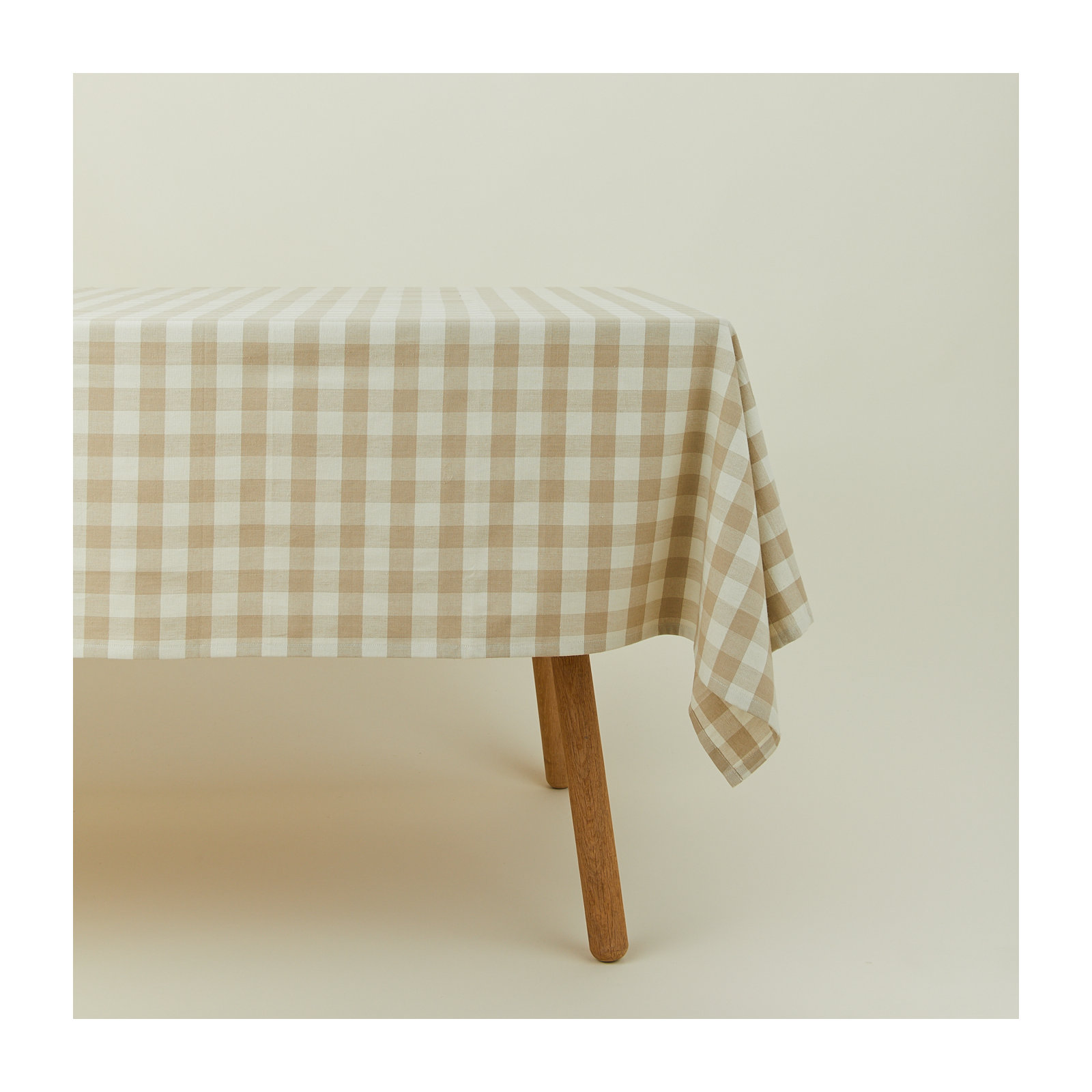 Essential Gingham Tablecloth, Ivory/Flax
