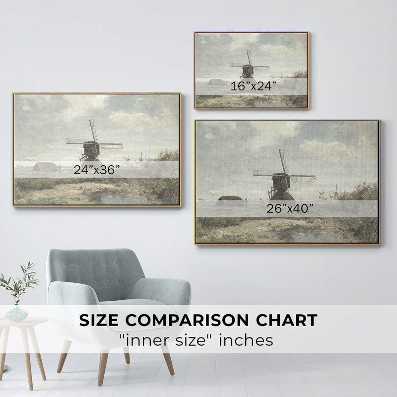 Paysage rétro - IDC, H 27 po x l 41 po x P 2 po, Toile encadrée noyer flottant