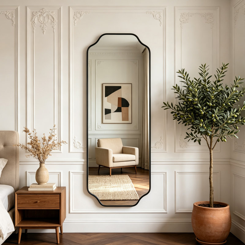 Miroir mural 18 po x 48 po, Noir