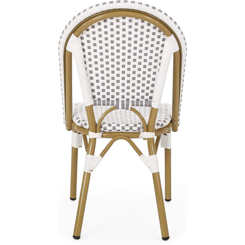 Ensemble de 4 chaises d'extérieur Home Home de Philomena, gris, blanc et bambou