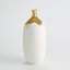 Dipped Golden Crackle/White Cylinder Vase-Lg
