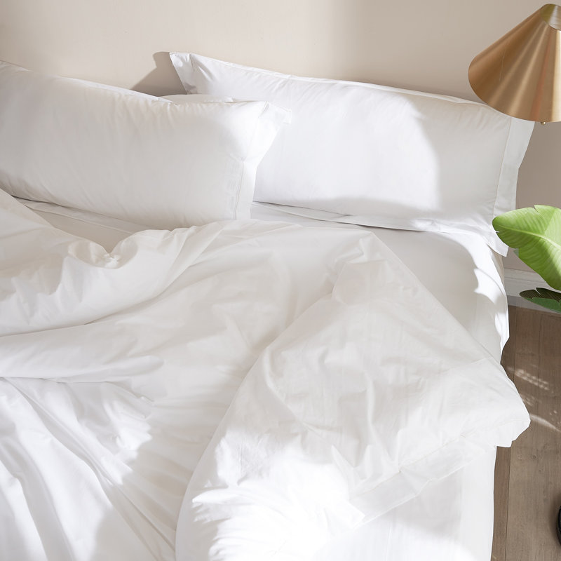 Sassi Di Matera Cotton Duvet Cover, White Italian Stitch Nocciola