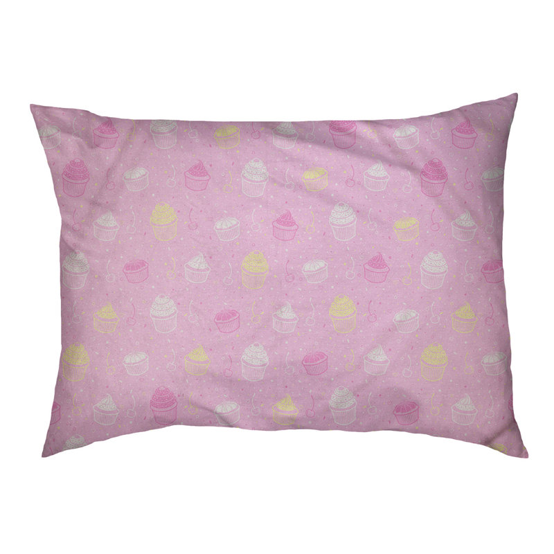 Coussin stylisé pour chat pastel petits gâteaux Byrge, L 14 po x l 42,50 po, Rose / Jaune
