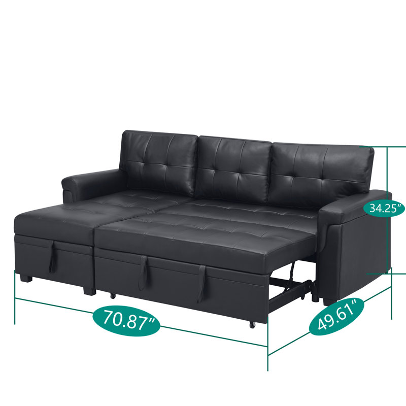 Naara Sectional Sleeper Couch with Storage Pull Out White Couch Bed, Reversible Sleeper Sofa Couch, Espresso