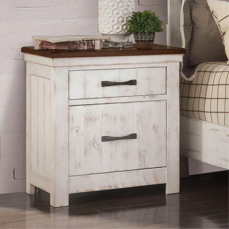 Table de chevet en bois massif vieilli 1Pc