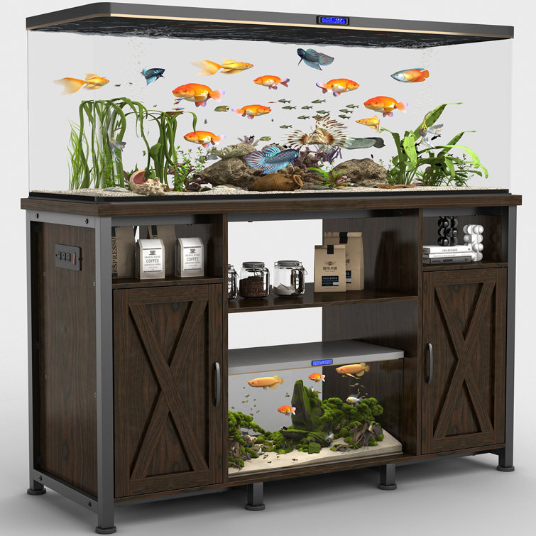 Earlena 50-75 Gallon Fish Tank Stand with Power Outlets,52" L x 19.7" W Tabletop, 880LBS Capacity
