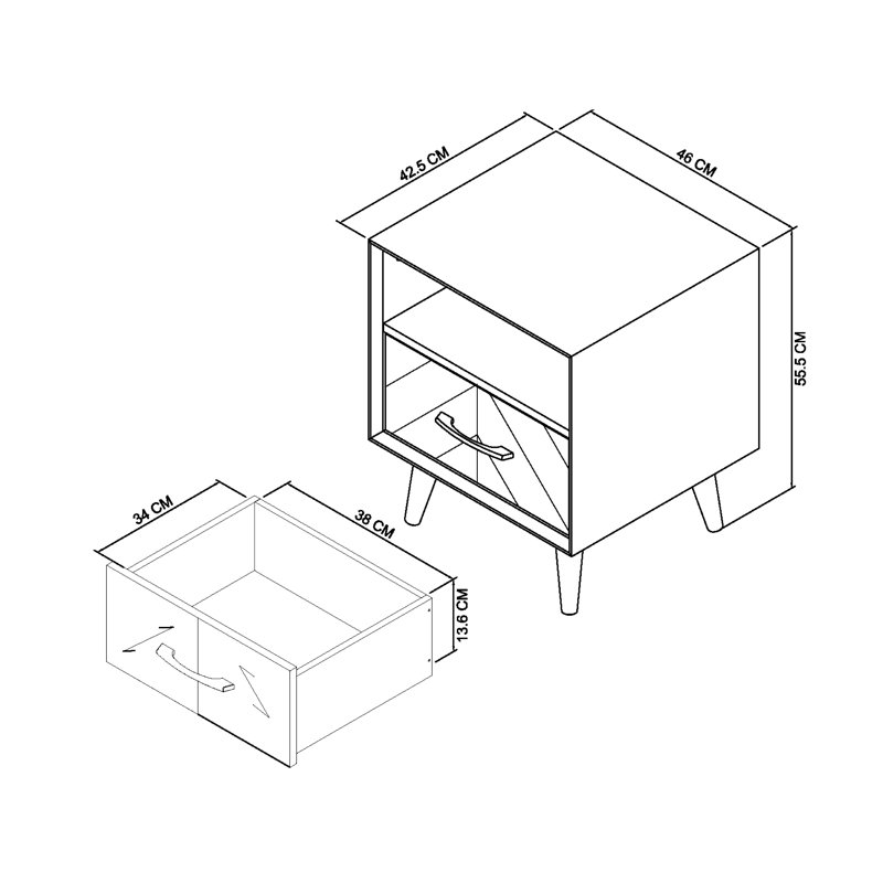 Aidee 46 cm W Bedside Table