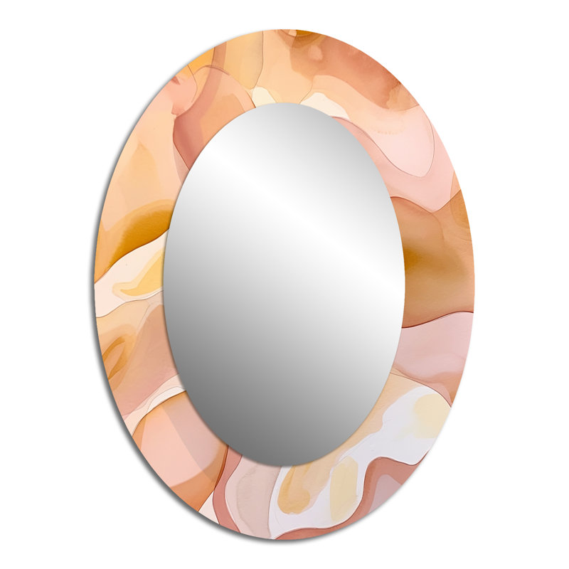 Nutshell Abstractions Abstract Watercolor II - Modern Oval Wall Mirror, 40" x 30"