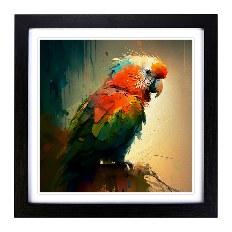 Parrot Expressionism - Framed Print, Black