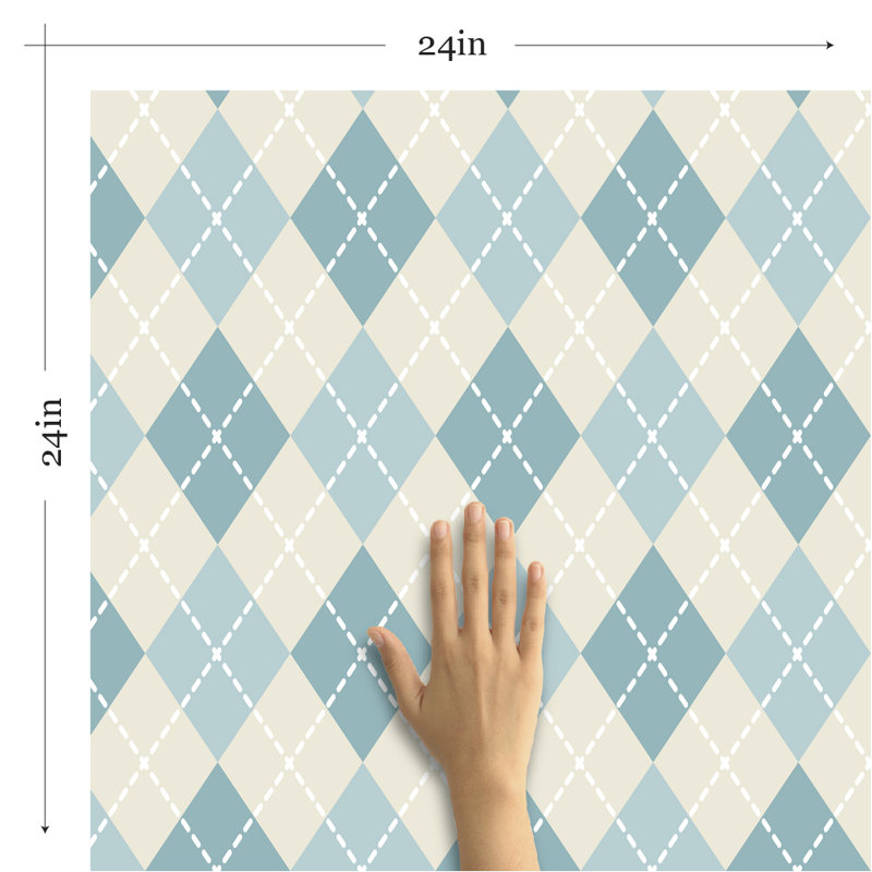 Panneau de papier peint adhésif amovible Kenner, Bleu, L 126 po x l 24 po