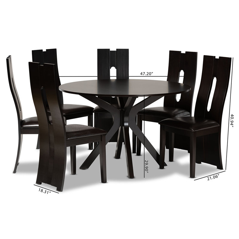 Ensemble repas 7 pièces à hauteur de comptoir Aadrith