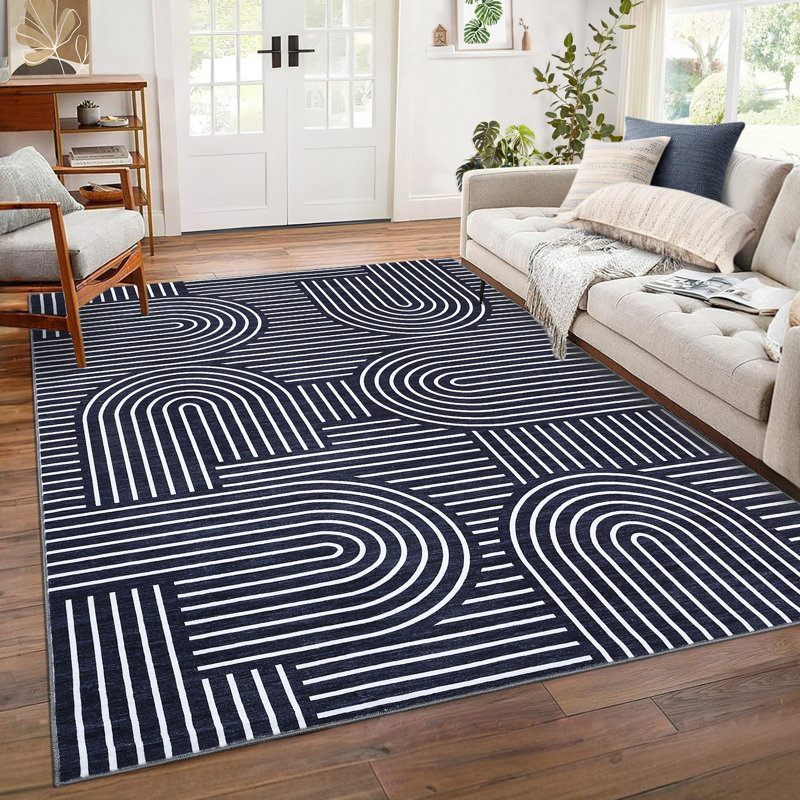 Tapis lavable à la machine Modern Rainbow, Rectangle 9 pi x 12 pi