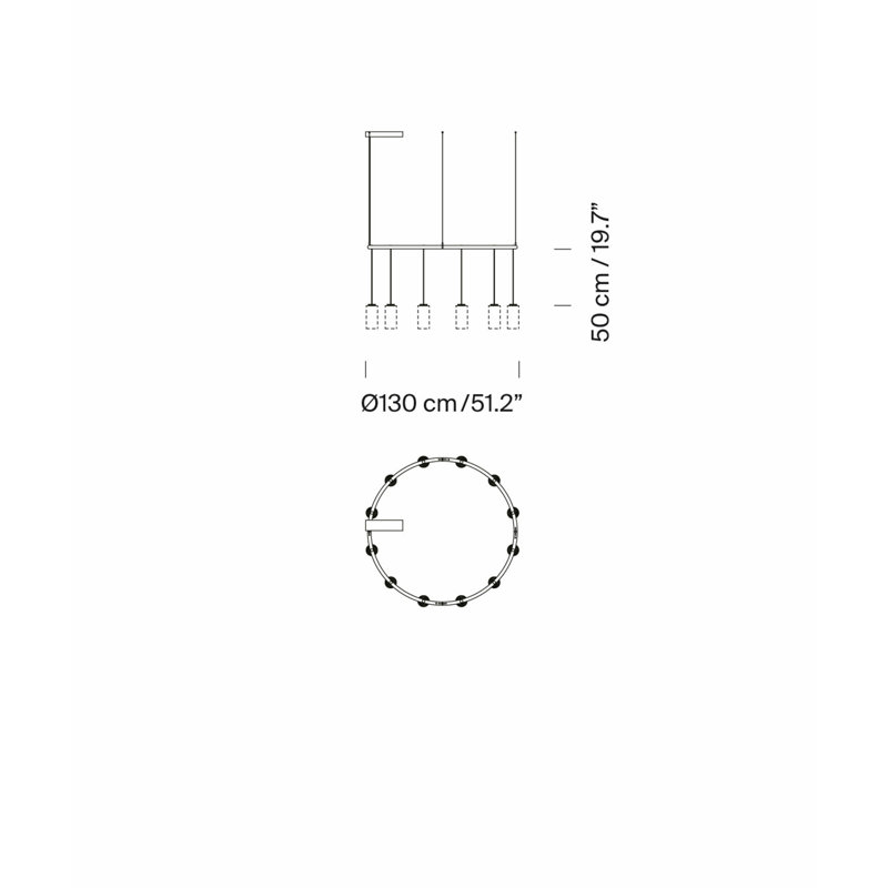 Cirio Circular L, 12 Lights, 255.3" H x 51.2" W x 51.2" D